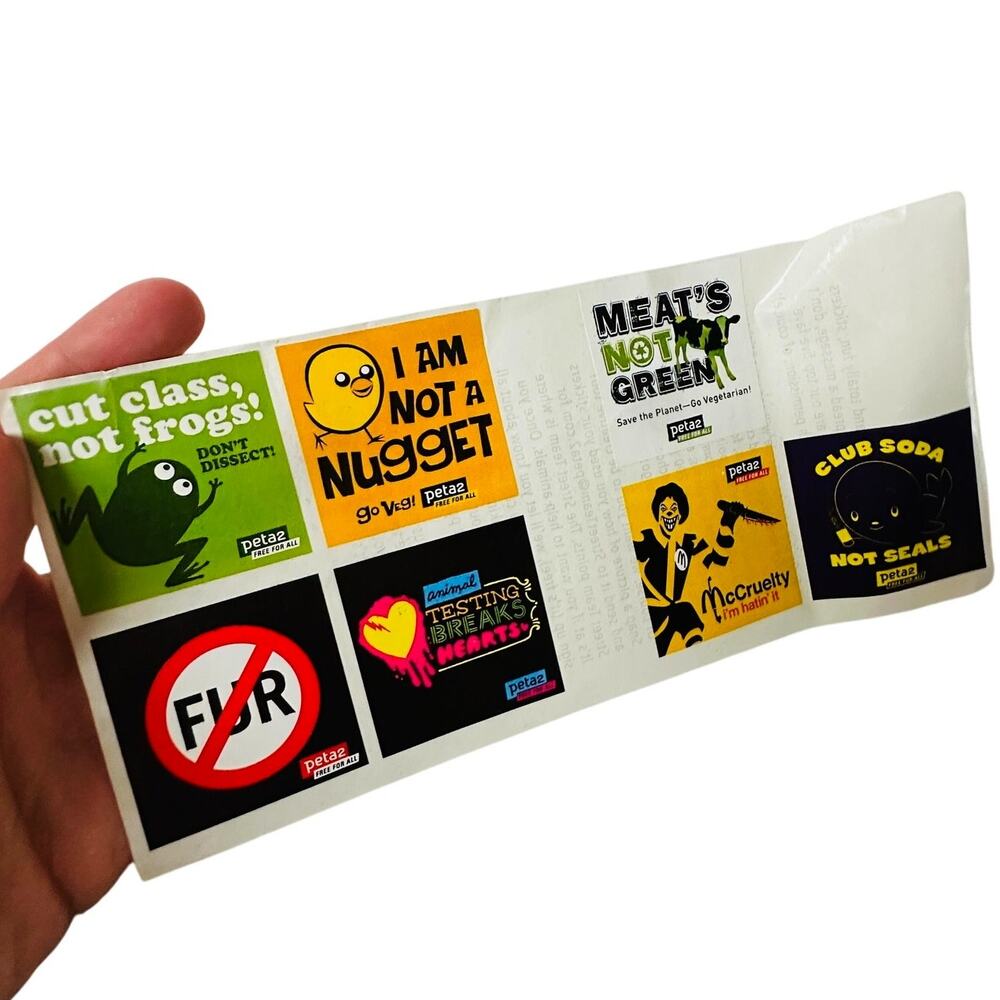 ❣️LOWEST PRICE❣️ PETA Peta2 (Youth-Based) Animal Rights Campaign Sticker Sheet